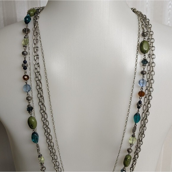 Premier Designs Multi-strands Beads & Silver Necklace - Picture 5 of 9